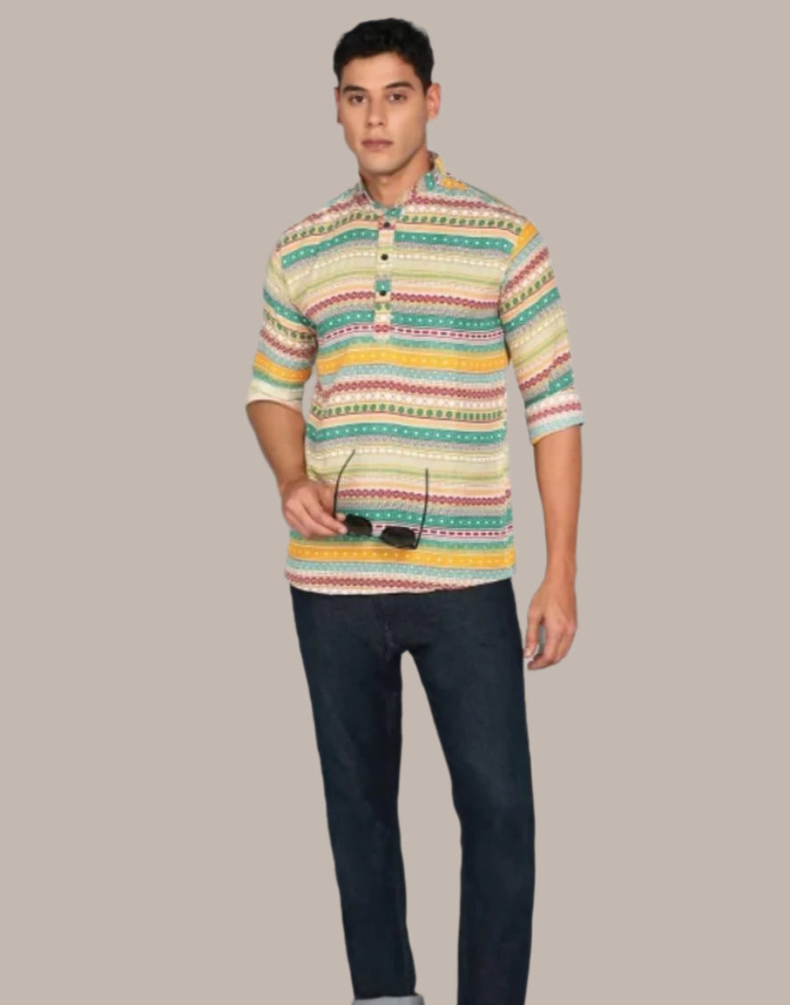 Men's Printed Spread Collar Casual Shirt Multicolor