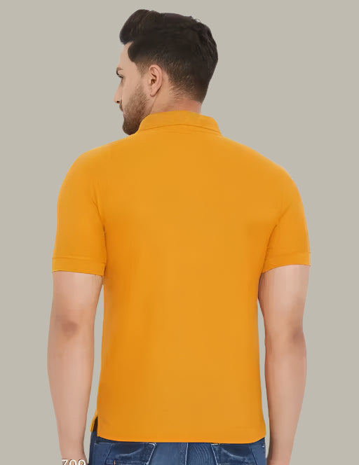 Back Side of Men's Polo Neck T-shirt in yellow by The Million Club