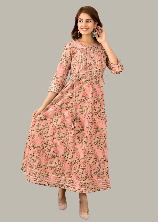 Model Wearing Women’s Rayon Anarkali – Festive Ethnic Look