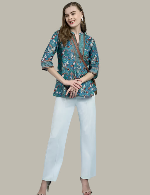 Back Design of Casual Printed Cotton Top – Comfortable Fit for Women