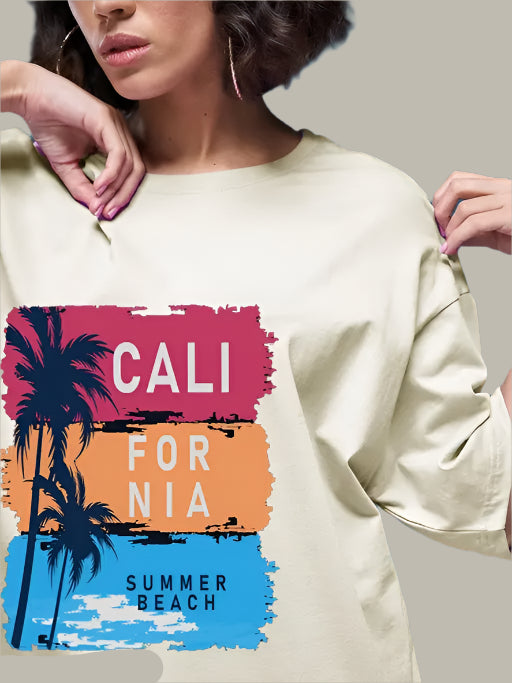 Close-up of Cotton Fabric with Smartees Print – Oversized Tee for Women