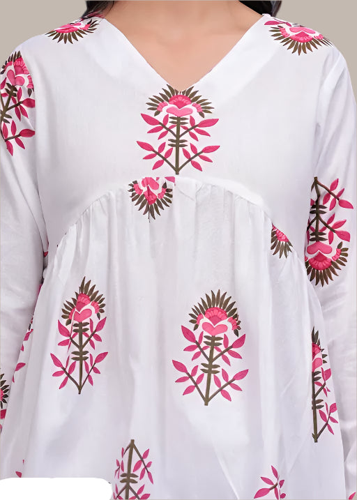 Soft Cotton Fabric with Colorful Prints – Peplum Top Detail Shot