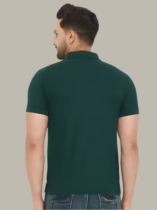 Back Side of Men's Polo Neck T-shirt in Green by The Million Club