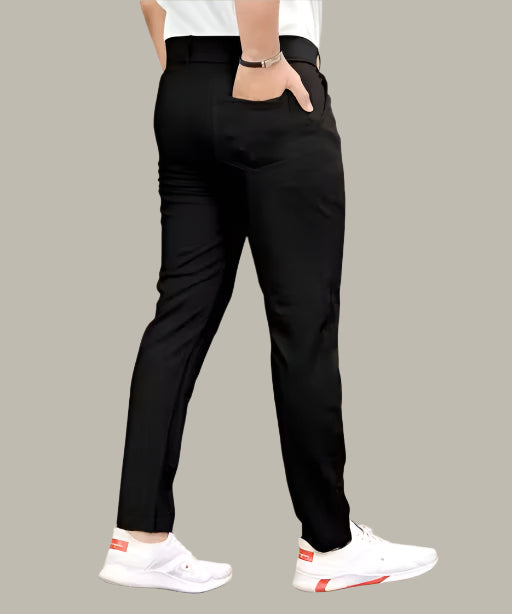 Back Design – Classic Black Casual Trouser for Men with Tailored Fit