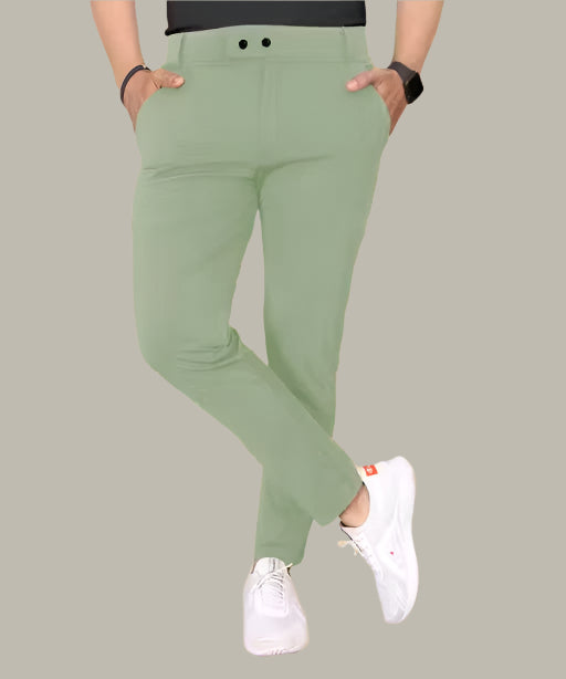 Trendy Light Green Trouser for Men – Front View with Relaxed Casual Style
