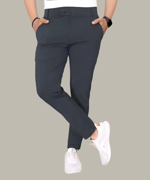 Light Grey Men’s Casual Solid Trouser – Front View with Sleek Look