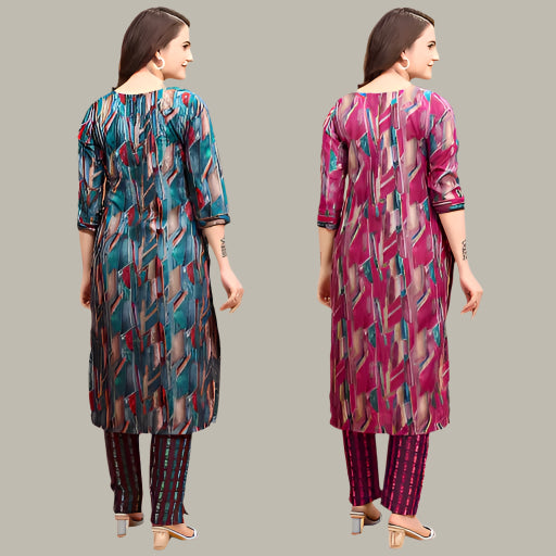 Back design of women’s partywear cotton kurti and pant set – Comfortable fit