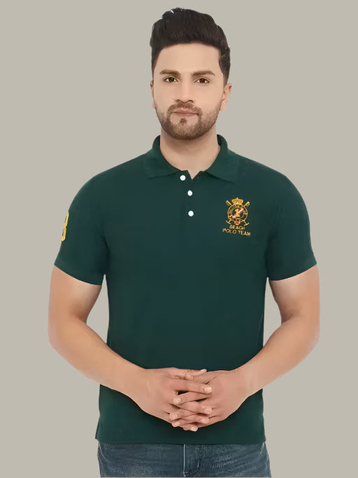 Men Wearing The Million Club Green Polo Neck T-shirt – Stylish Fit