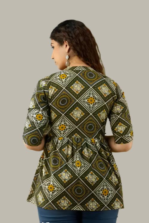 Back design of printed party top – modern fit for girls & women