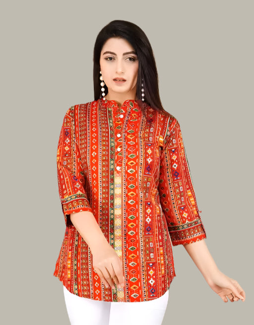 Stylish Red Top & Tunic for Women – Front View of Everyday Wear