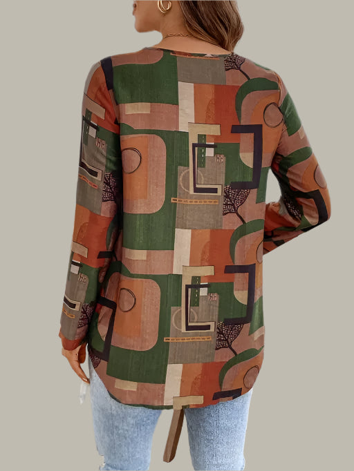 Back view of stylish geometric print tunic – Trendy & Comfortable Fit