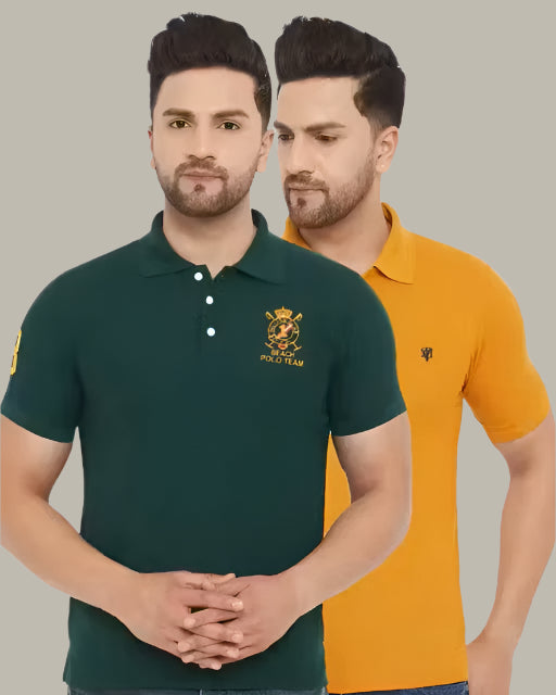The Million Club Men's Green Polo Neck T-shirt – Front View