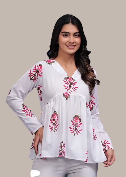 Trending Cotton Colorful Peplum Top for Women – Front Look