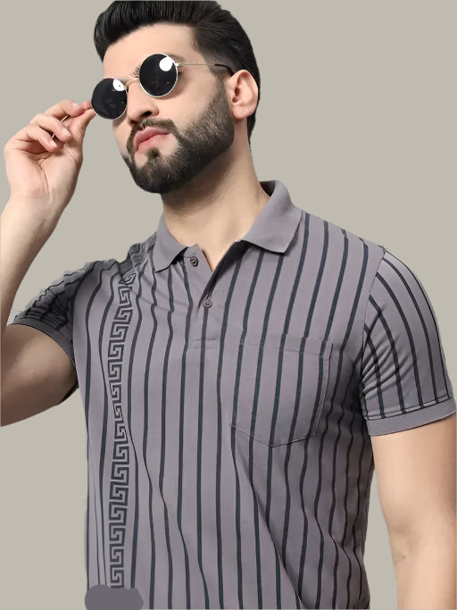 Trending Men’s Polo T-shirt – Front View with Classic Collar