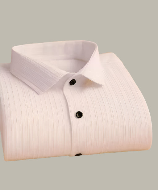 White Popcorn Fabric Shirt for Men – Sleek Solid Look for Daily Comfort