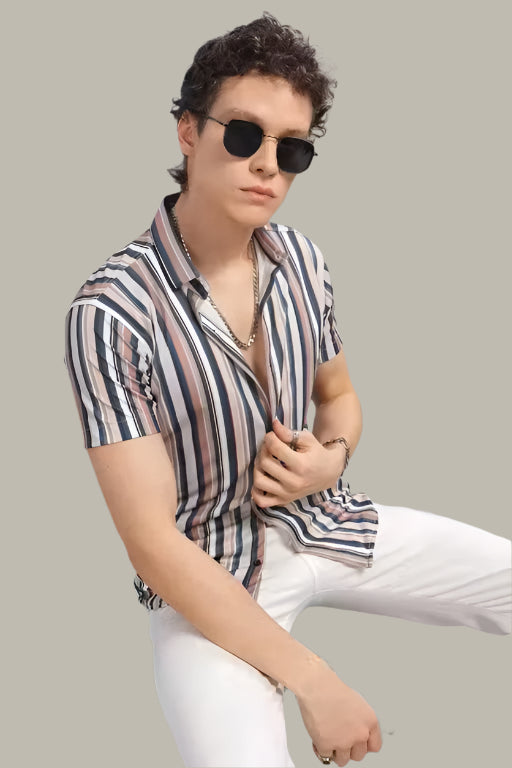 Mens Staylish Casual Lycra Half Sleeve Shirt