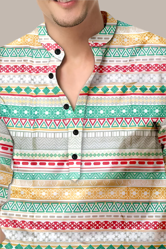 Men's Printed Spread Collar Casual Shirt Multicolor