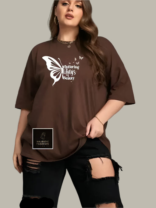 Fluttering Brown T-Shirt for Women – Elegant & Stylish Casual Wear

