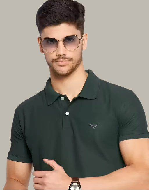 Men's Cotton Half Sleeves Solid Polo T-shirt
