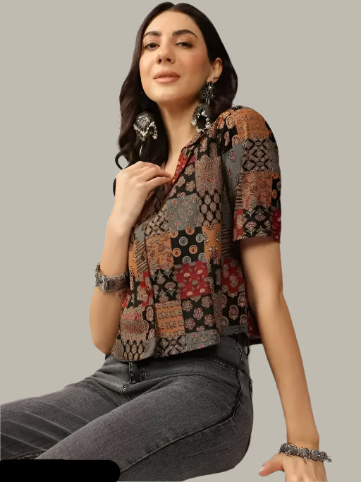 Latest Designer Printed Top – Front Look with Elegant Print
