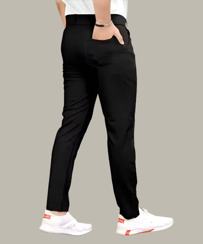 Back Design – Classic Black Casual Trouser for Men with Tailored Fit
