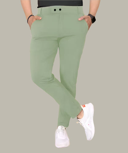 Trendy Light Green Trouser for Men – Front View with Relaxed Casual Style
