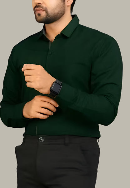 Side profile of plain solid cotton shirt for men – stylish & comfortable
