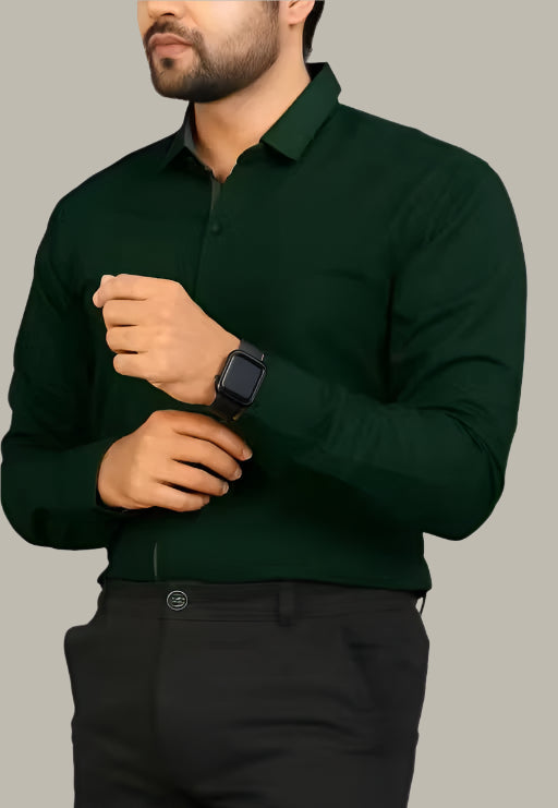 Side profile of plain solid cotton shirt for men – stylish & comfortable

