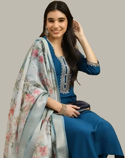 Fancy Cotton Heavy Work Design Kurta Sets With Dupatta