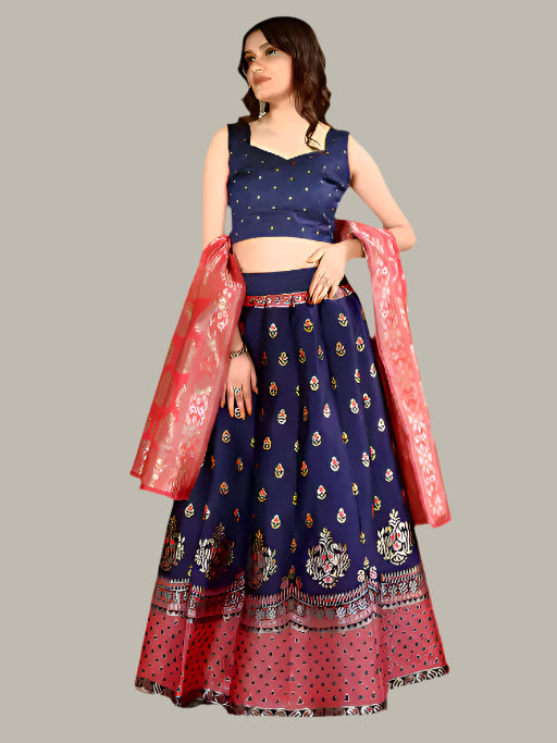 Front view of elegant Silk Banarasi Lehenga Choli for women – traditional ethnic wear
