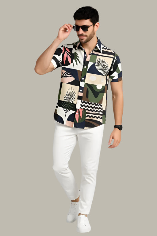 Model Wearing the Best Half Sleeve Shirt for Men – Casual Office Look
