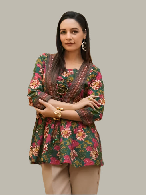 Woman's Printed Top – Front View of Stylish & Trending Tunic
